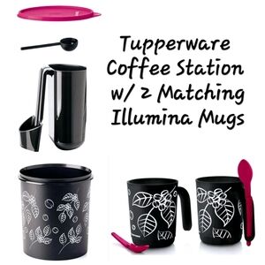 ☕️🫖 NWT‼️Tupperware brand Coffee Station & Set of 2 Illumina Mugs